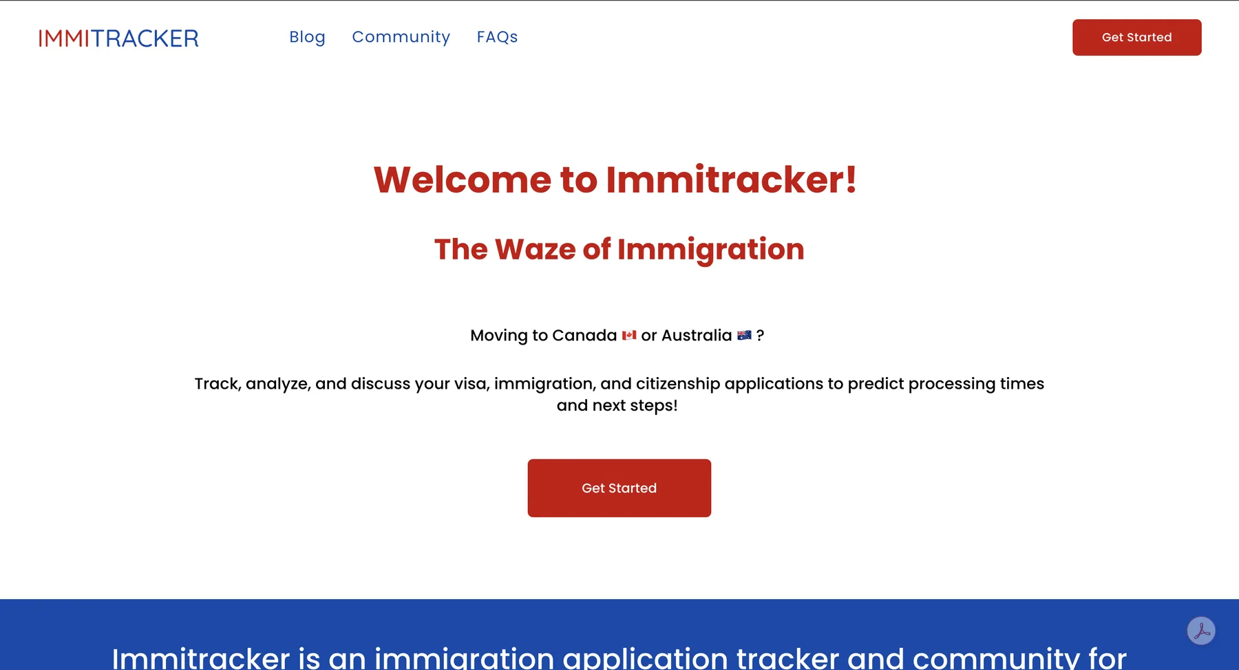 Original Immitracker homepage hero